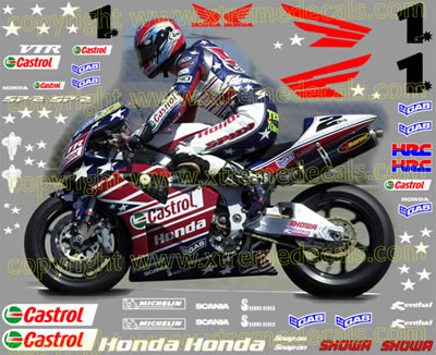 Castrol honda VTR1000 Race Decal Set 2002 Style