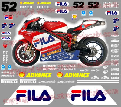 Ducati 2004 999 Fila Race Decal kit