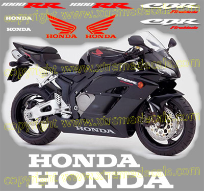 2005 CBR 1000 RR Black Bike Decal Set