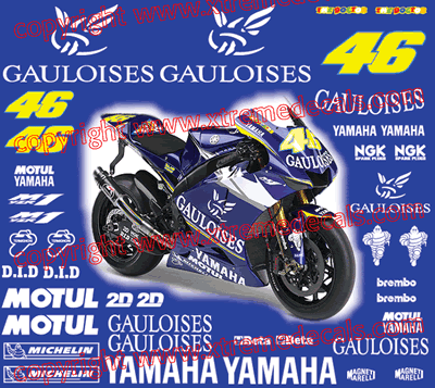 Yamaha Gauloises 2005 Race Decal Set