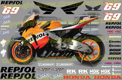 2006 Repsol Honda Race Decal Set 45 decals