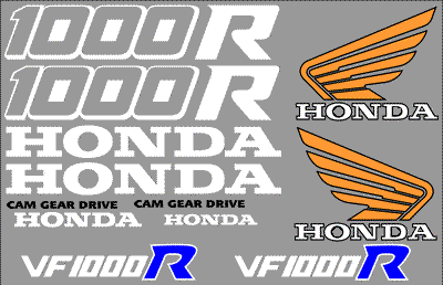 Honda VF1000R Decal Set 12 Decals